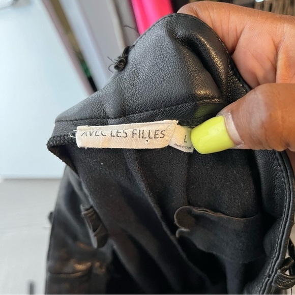 Avec Les Filles Women Pants Large Black Faux Leather Kick Flare Crop Date‎ Night - Picture 8 of 15